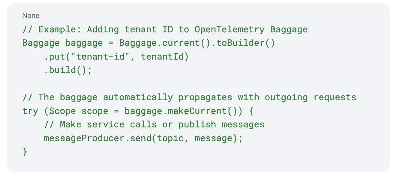 Code - adding tenant ID to OTel baggage