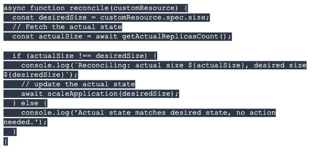 example of reconciliation logic can be triggered by the watch events we set up earlier