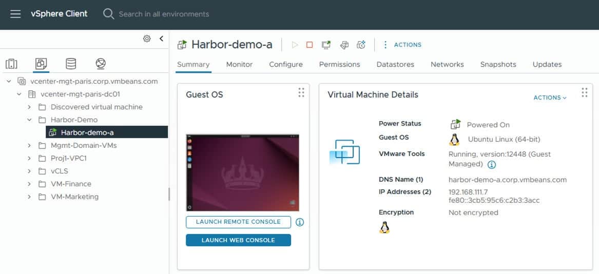 Harbor on VM