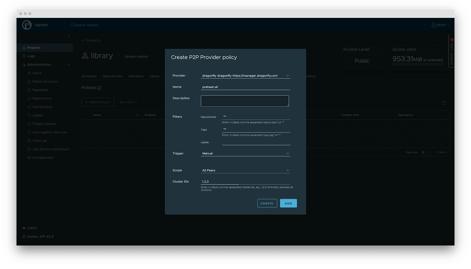 Image of 'Create P2P Provider Policy'
