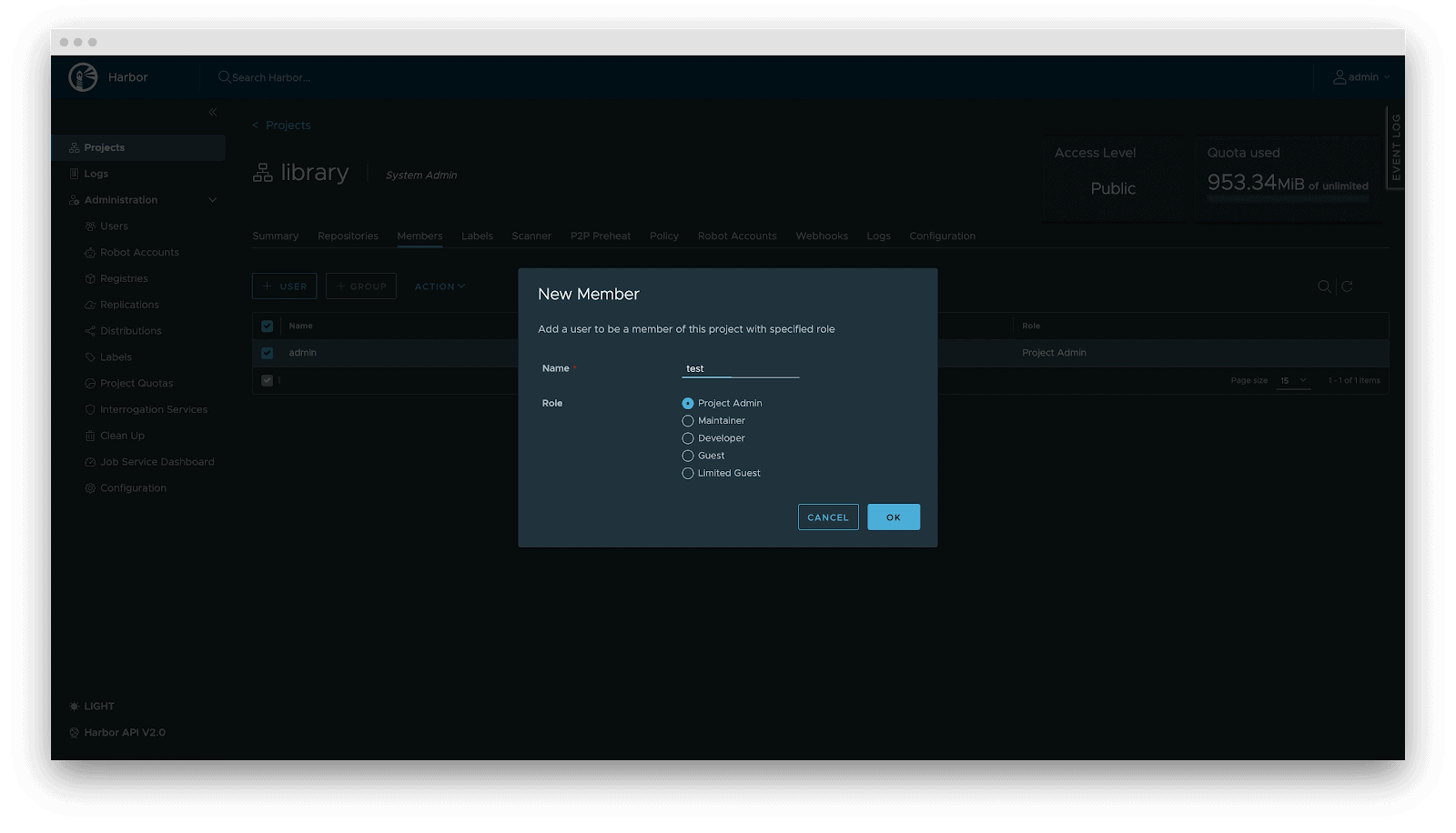 Screenshot of Harbor terminal featuring 'New member' terminal.