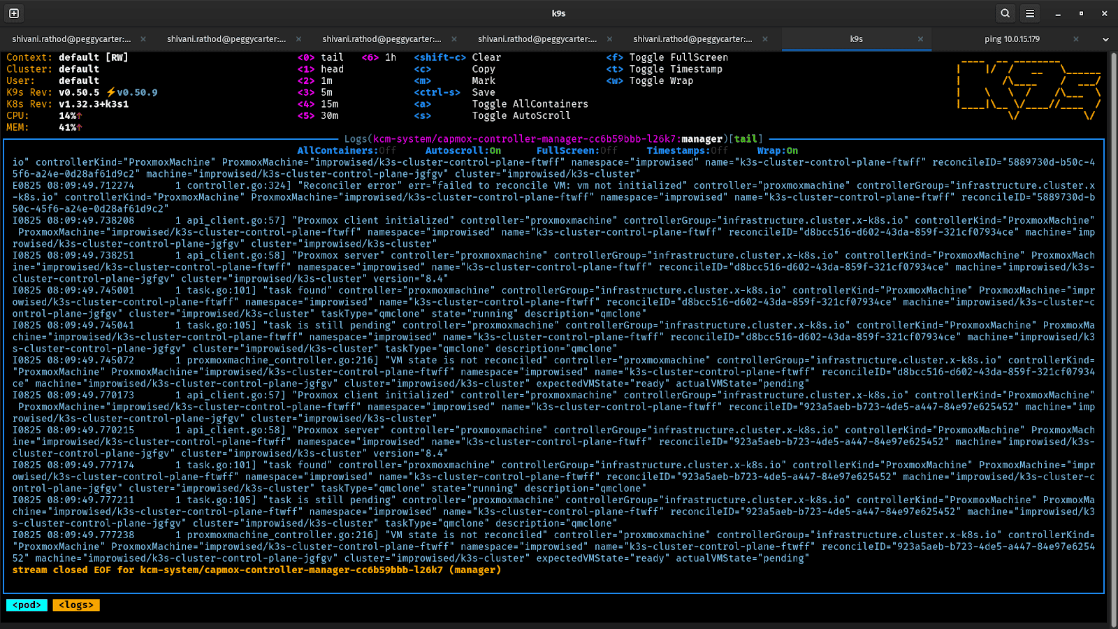 Control Plane Provider: Nodes run on Proxmox VMs, with VM details flowing directly from the infrastructure provider.