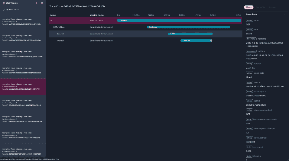 Graphic: OTel Desktop Viewer spans view
