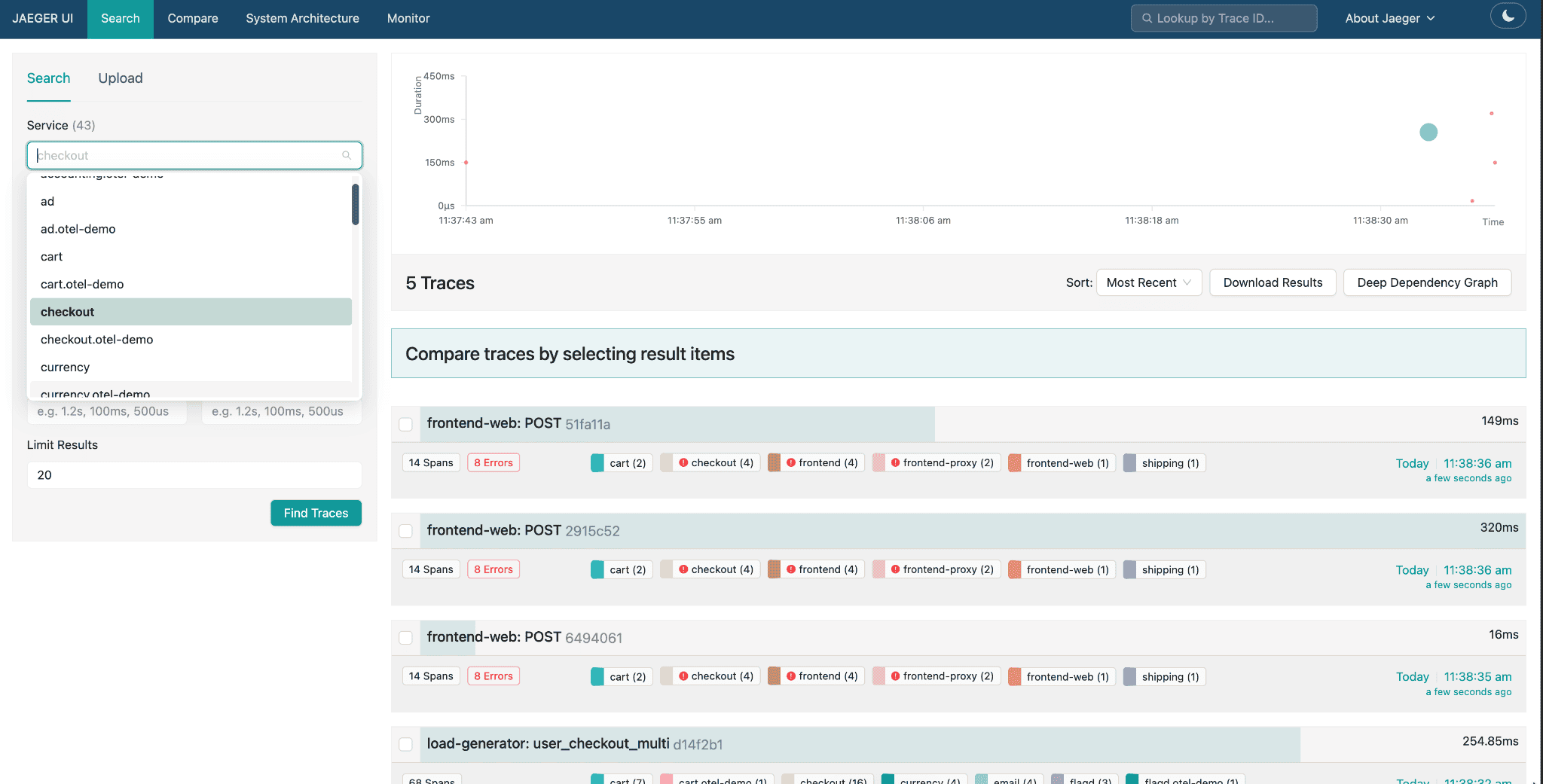 A screenshot of the Jaegar workflow